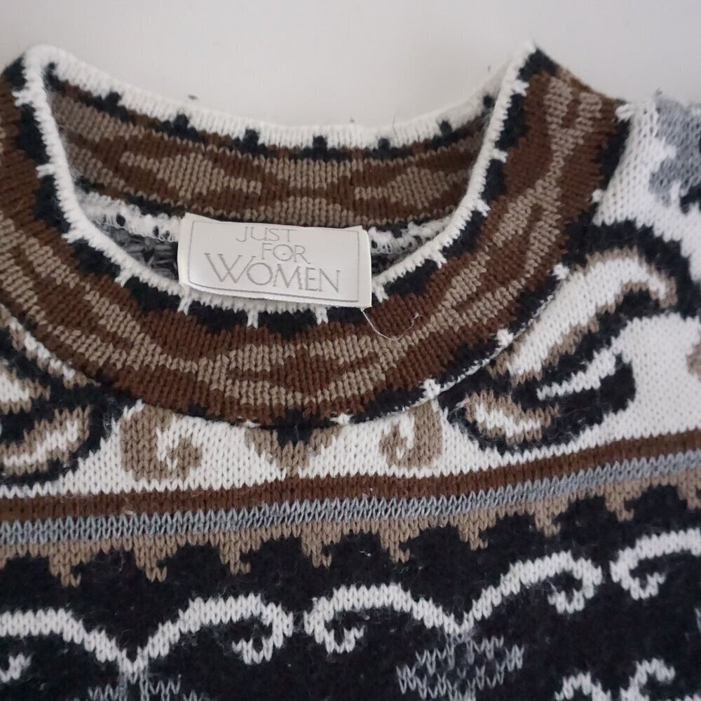 Vintage Brown Black Cabincore Eclectic Grandpa Patterned Knit Sweater L - Picture 9 of 9